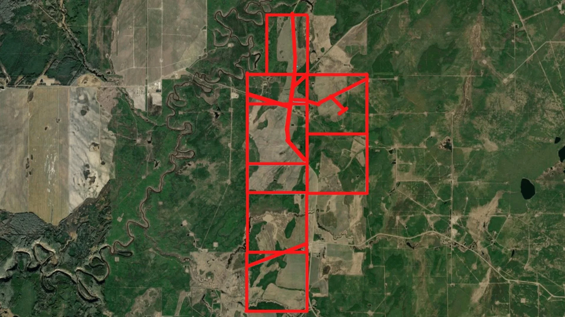 Map showing the eight Buffalo Ranch parcel outlines